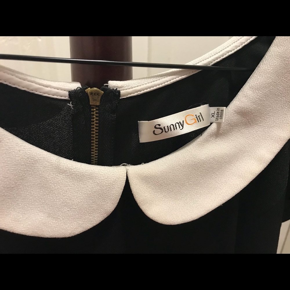 SunnyGirl Black Dress w/White Peter Pan Collar